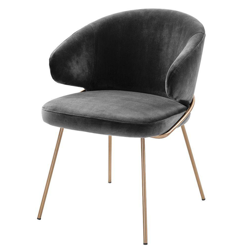 Стул Eichholtz Dining Chair Kinley dark grey Серый Латунь в Уфе | Loft Concept 