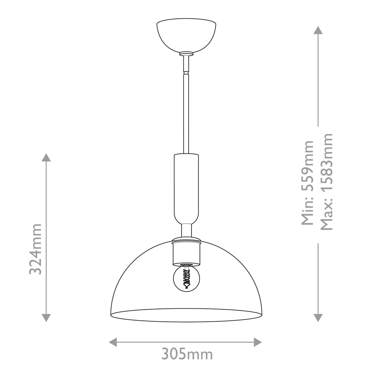 Подвесной светильник с прозрачным полусферическим стеклянным плафоном Alora Mood  в Уфе