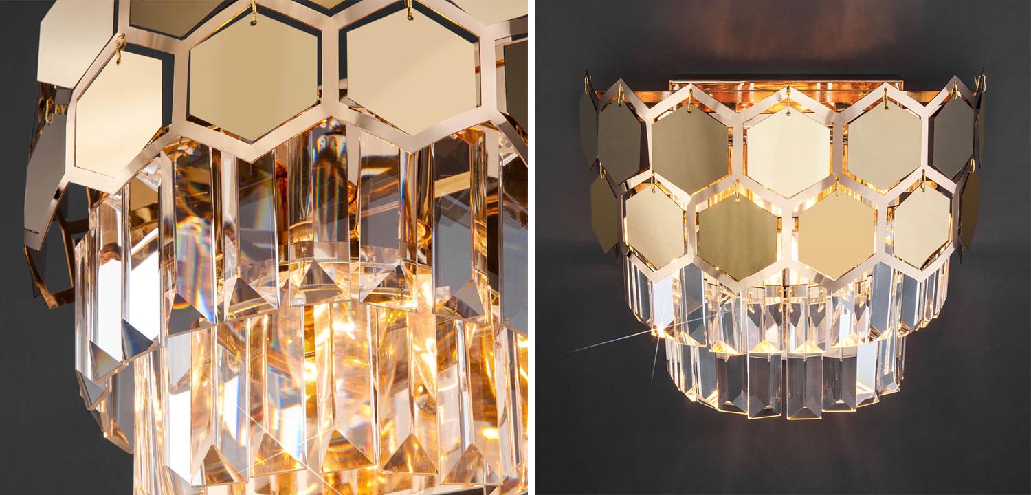 Бра Hanging Hexagon Moira Sconce gold - фото