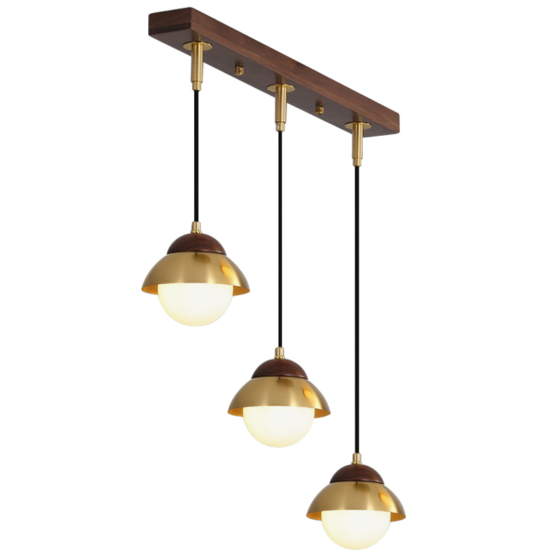 Линейный светильник Roch Linear Pendant Wooden Eco Light Белый Коричневый Латунь в Уфе | Loft Concept 