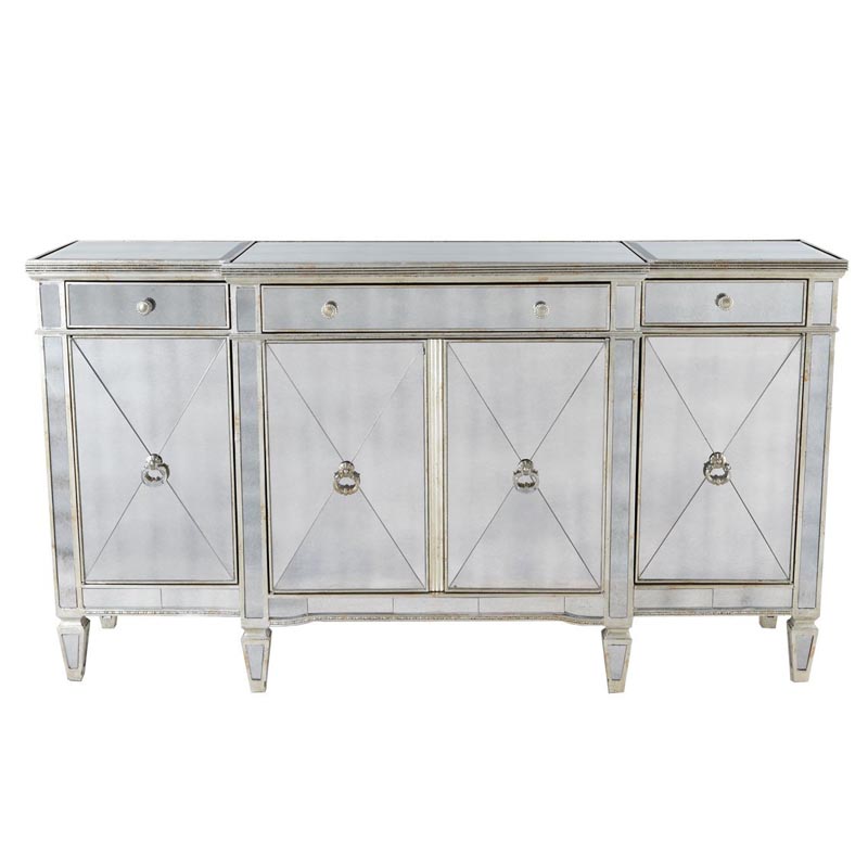 Комод зеркальный Celso Mirrored Chest of drawers 3 ящика и 4 дверцы Зеркало в Уфе | Loft Concept 