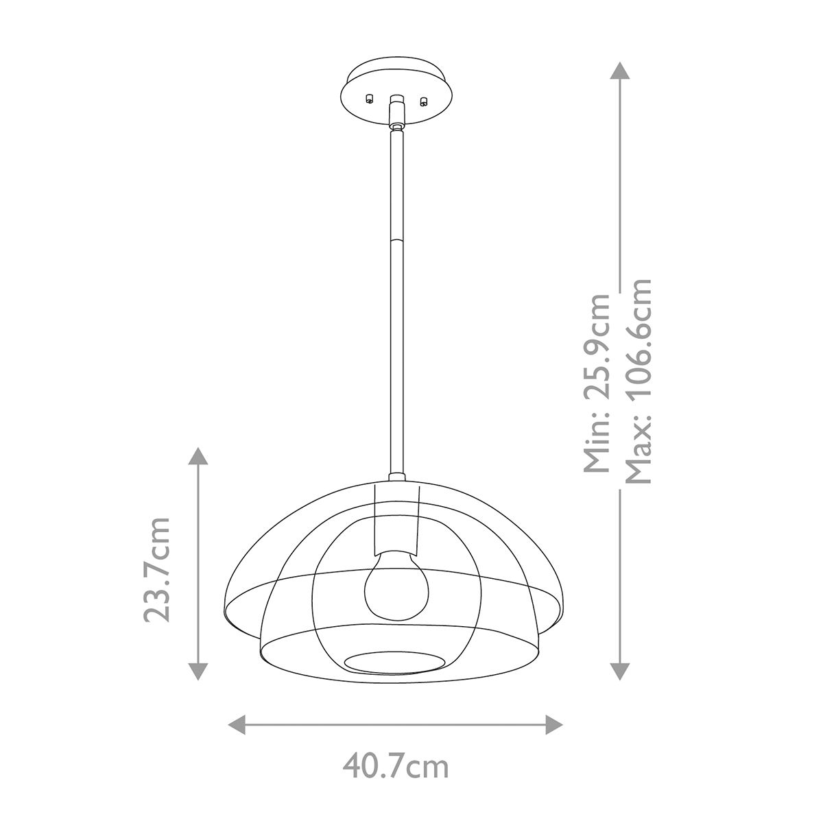 Подвесной светильник с прозрачным двойным стеклянным плафоном в форме купола и внутренней сферой Hinkley в Уфе