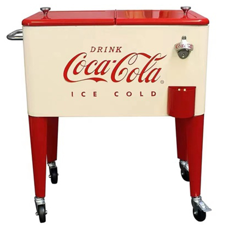 Куллер Retro Metal Coca-Cola Cooler Красный (Red) Бежевый в Уфе | Loft Concept 