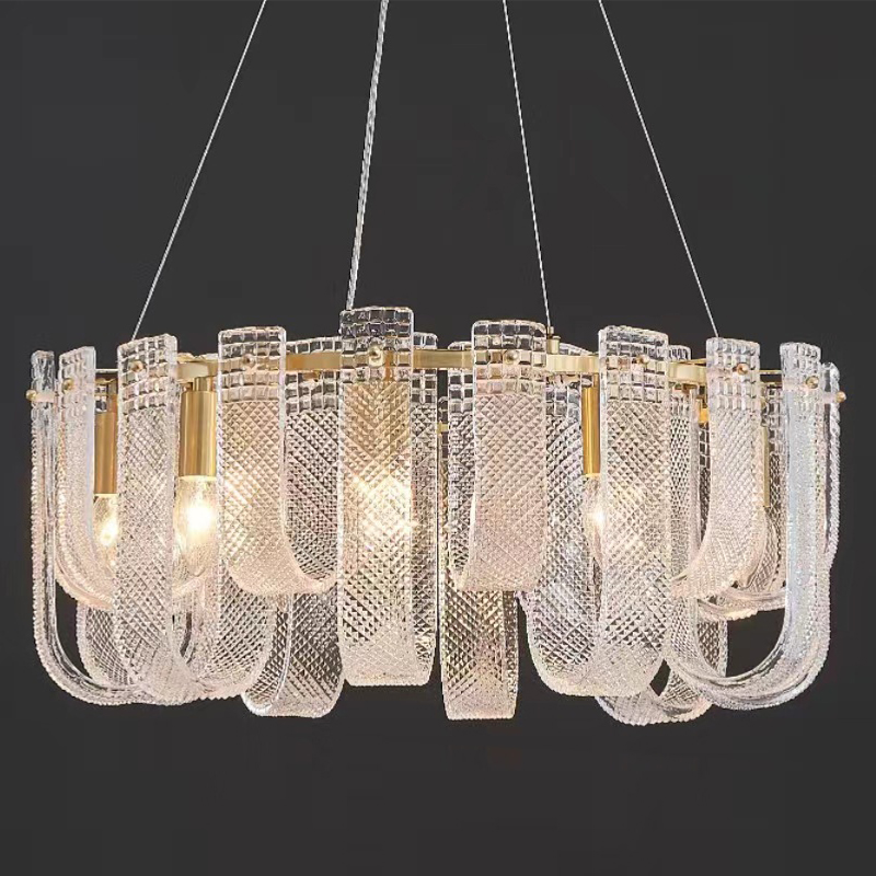 Люстра Prudence Textured Glass Chandelier Золотой Прозрачное Стекло в Уфе | Loft Concept 