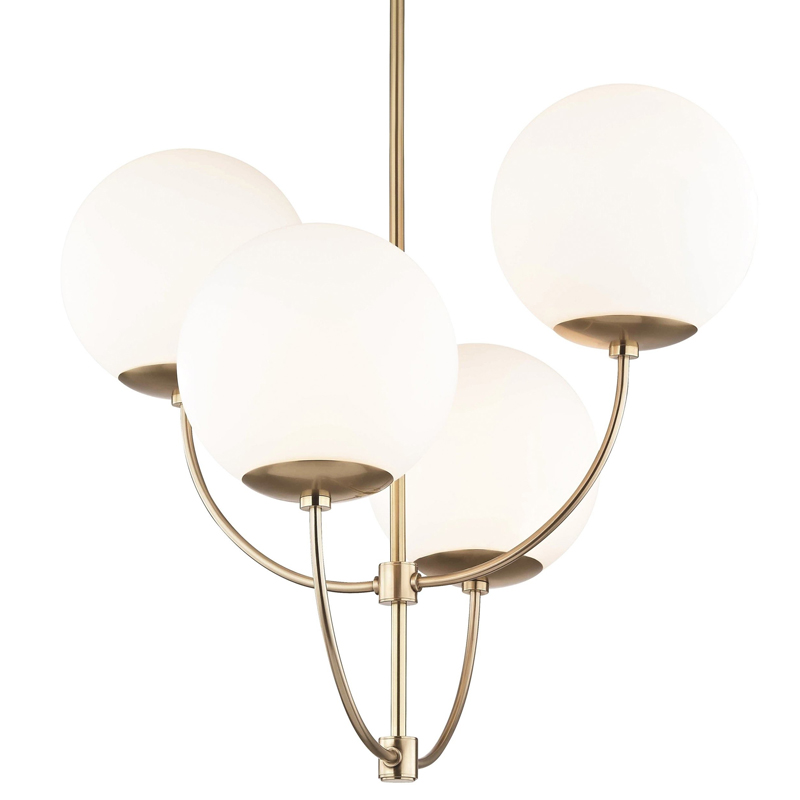 Люстра Breasal White Matte Balls Chandelier Brass Латунь Белое матовое стекло в Уфе | Loft Concept 