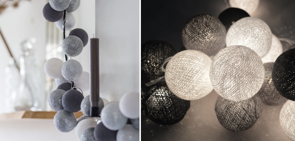 Гирлянда хлопковые фонарики Сotton Ball Silver Mix - Loft-Concept в Уфе