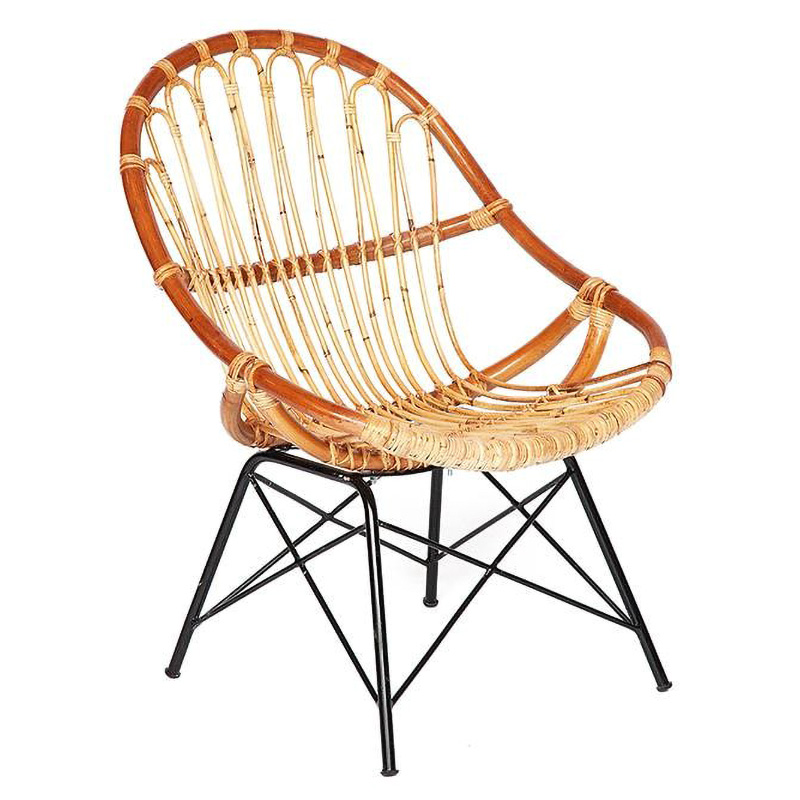 Кресло Rattan Wicker Chair Red Carcass Древесина Черный в Уфе | Loft Concept 