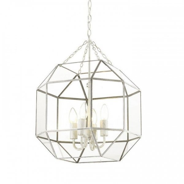 Подвесной светильник Glass & Metal Cage Pendant White 4 Белый в Уфе | Loft Concept 