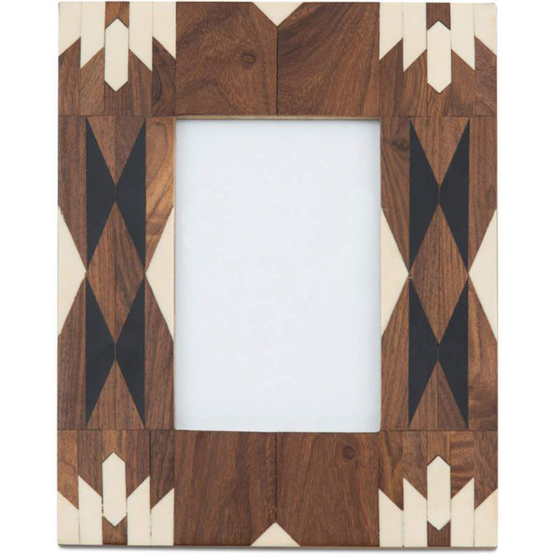 Фоторамка кость Brown Indian Wood Bone Inlay photo frame Бежевый Коричневый в Уфе | Loft Concept 