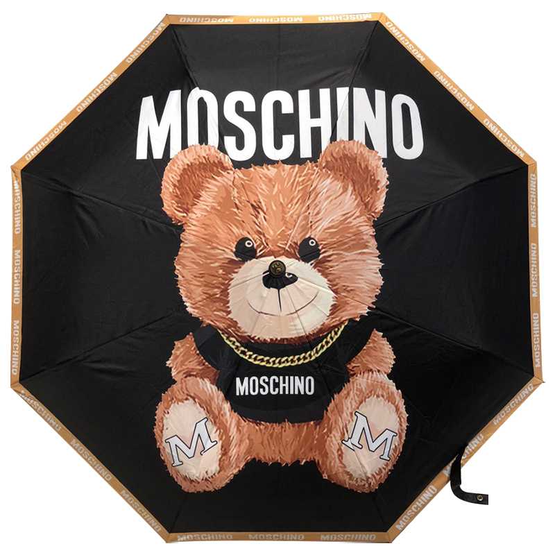 Зонт раскладной MOSCHINO дизайн 005 Черный цвет Черный Коричневый в Уфе | Loft Concept 