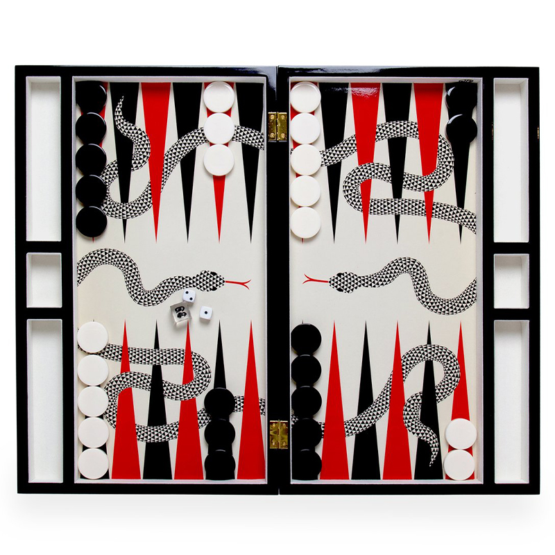 Нарды  EDEN BACKGAMMON SET Jonathan Adler Красный Черный ivory ( слоновая кость ) в Уфе | Loft Concept 