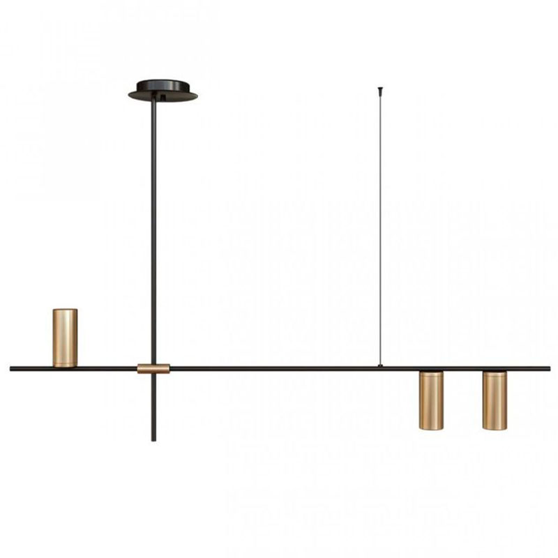 Подвесной светильник TRIBES LINEAR PENDANT 3 плафона Золотой Черный в Уфе | Loft Concept 