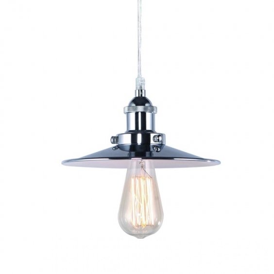 Подвесной светильник 20TH C. Factory Filament Metal Single Pendant Хром в Уфе | Loft Concept 