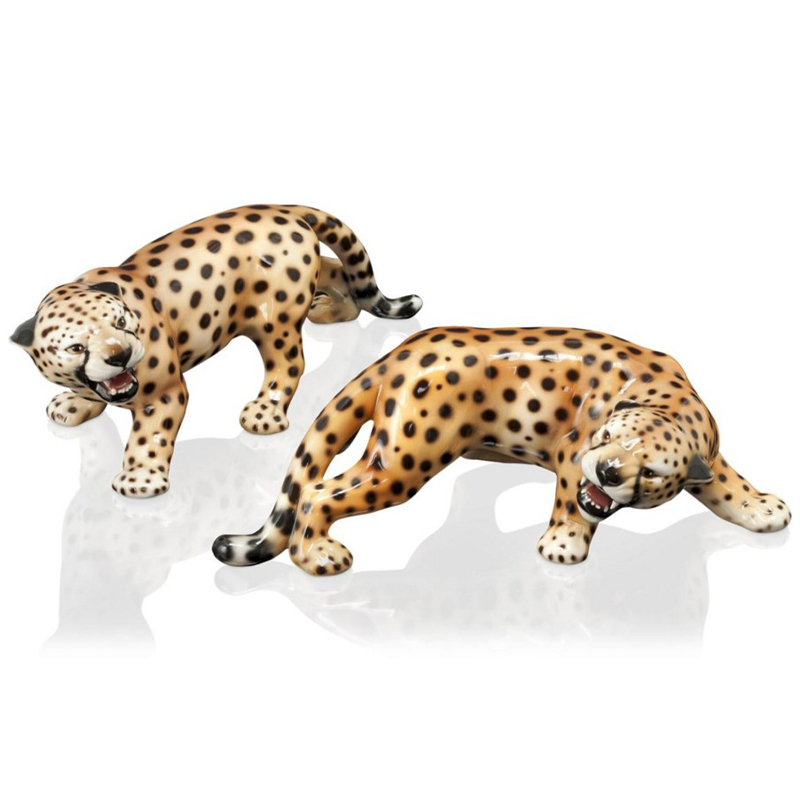 Статуэтки Abhika Cheetah Set 2 Pcs Коричневый Черный в Уфе | Loft Concept 