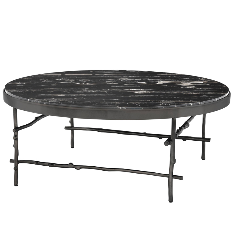 Кофейный стол Eichholtz Coffee Table Tomasso round Черный Мрамор Nero Темная бронза в Уфе | Loft Concept 