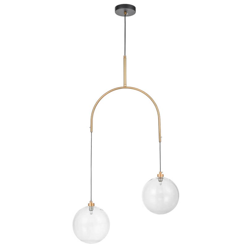 Люстра Two Hanging Ball Chandelier Золотой Прозрачный Черный в Уфе | Loft Concept 