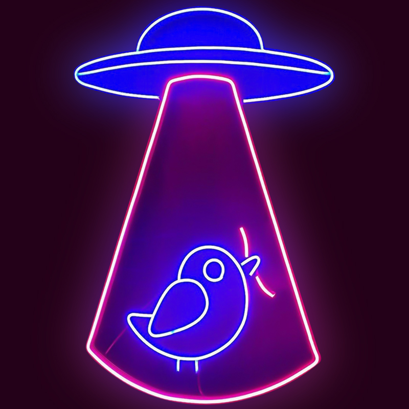 Неоновая настенная лампа UFO and Bird Neon Wall Lamp Синий Лиловый в Уфе | Loft Concept 