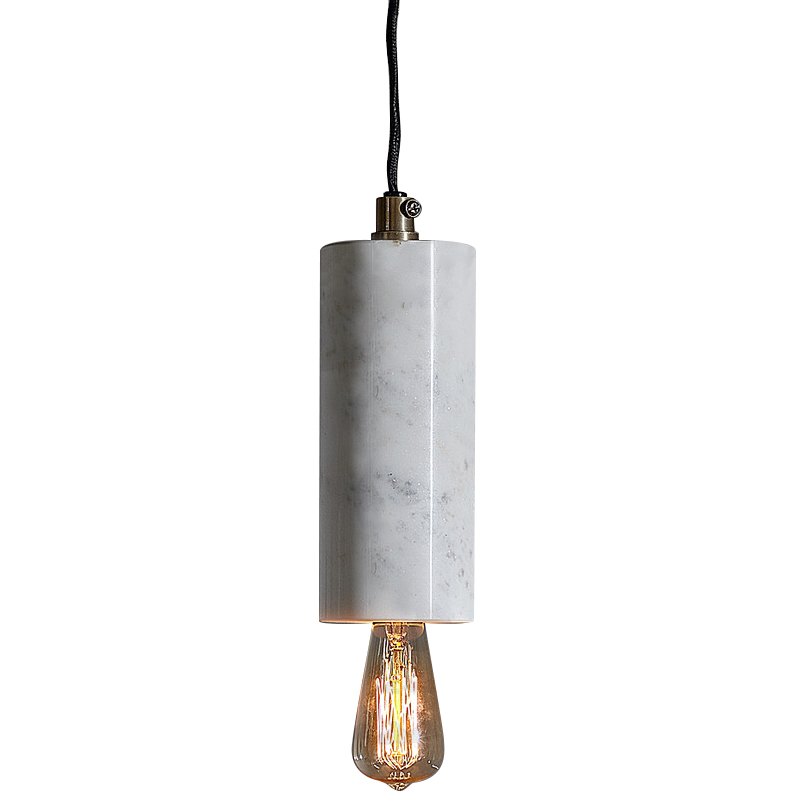 Подвесной светильник Shaw Cylinder Marble Hanging Lamp Белый Мрамор Bianco Черный в Уфе | Loft Concept 