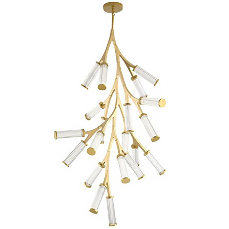 Люстра Cylinder Branches Chandelier Gold Vertical 20 Золотой Прозрачный в Уфе | Loft Concept 