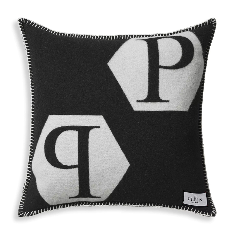 Подушка Philipp Plein Cushion Cashmere Black Черно-белый в Уфе | Loft Concept 