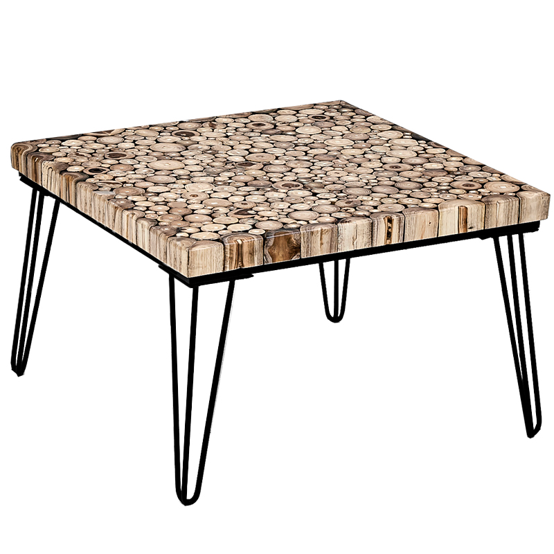 Кофейный стол Tree Cuts square coffee table Коричневый Черный в Уфе | Loft Concept 