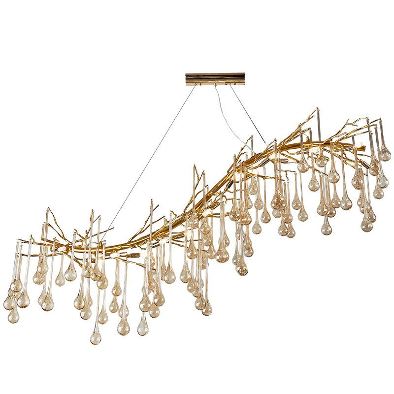 Люстра Droplet Branch Chandelier Глянцевое золото Янтарь (Amber) в Уфе | Loft Concept 