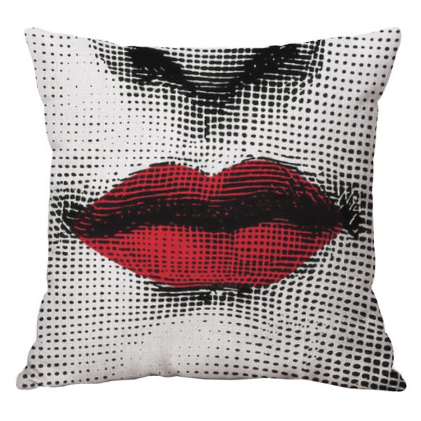 Декоративная подушка Fornasetti lips red Красный (Red) в Уфе | Loft Concept 