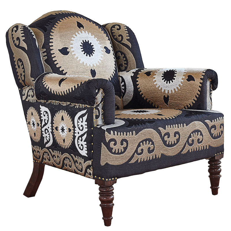 Armchair Mandala Beige Ornament Бежевый Черный в Уфе | Loft Concept 