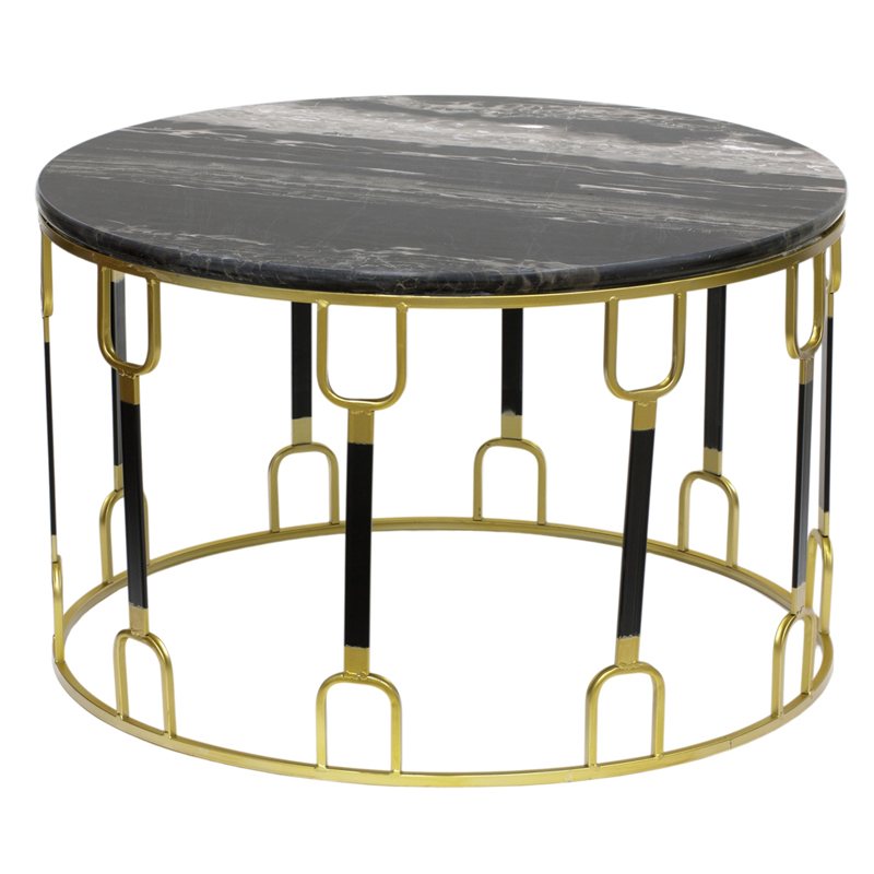 Приставной стол Dorius Side Table black marble Латунь Черный Черный Мрамор Nero в Уфе | Loft Concept 