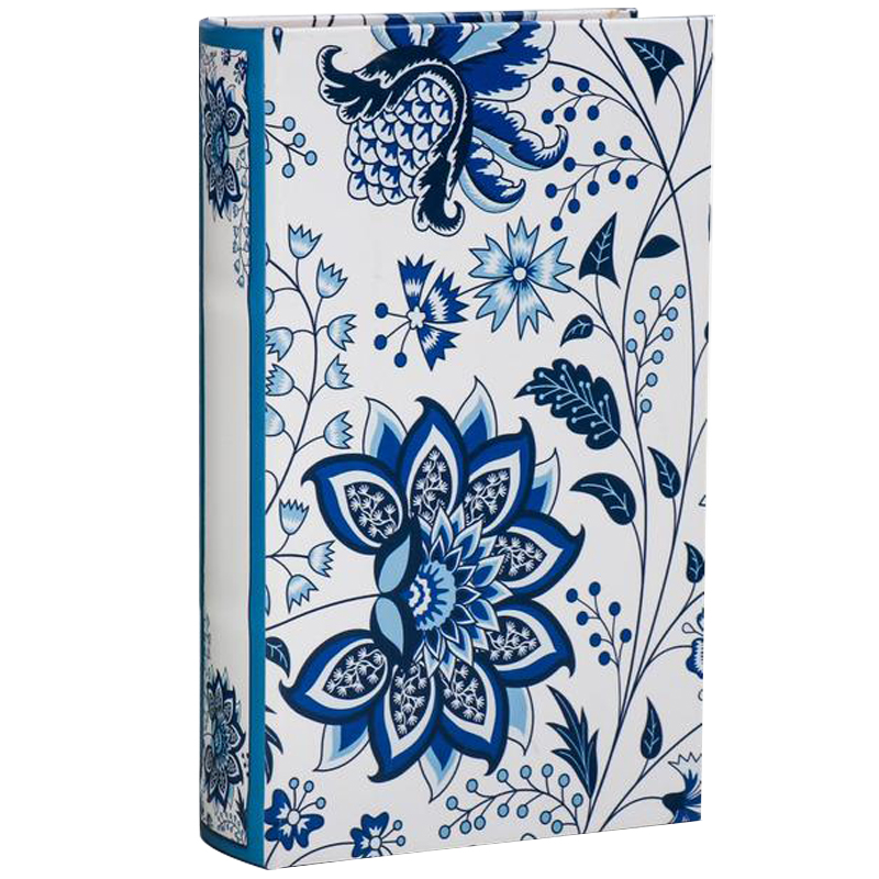 Шкатулка-книга с сейфом Fabulous Flowers Book Box Синий Белый в Уфе | Loft Concept 