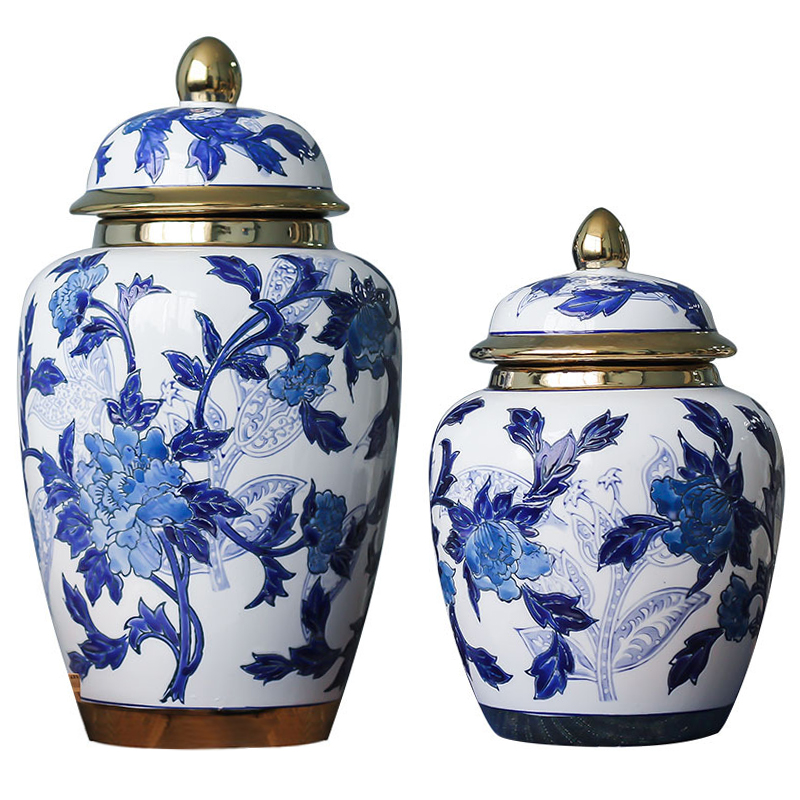 Вазы Porcelain Oriental Blue Ornament Vases Синий Белый Золотой в Уфе | Loft Concept 