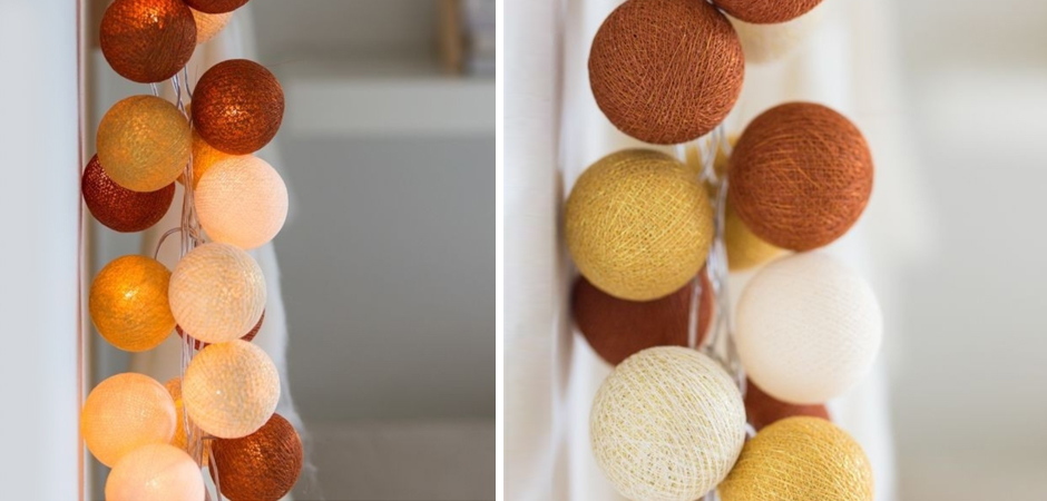 Гирлянда хлопковые фонарики Сotton Ball Gold-Copper - Loft-Concept в Уфе