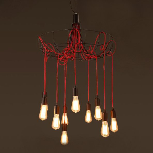 Люстра Blood Wire Chandelier Red 10 Красный Черный в Уфе | Loft Concept 