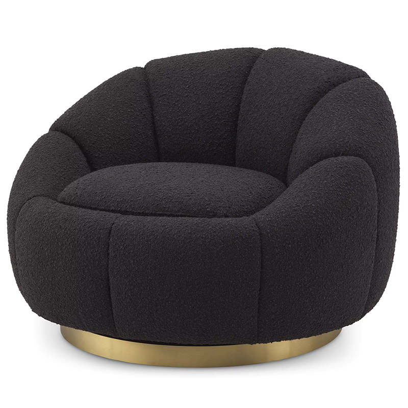 Кресло Eichholtz Swivel Chair Inger Black Черный Латунь в Уфе | Loft Concept 