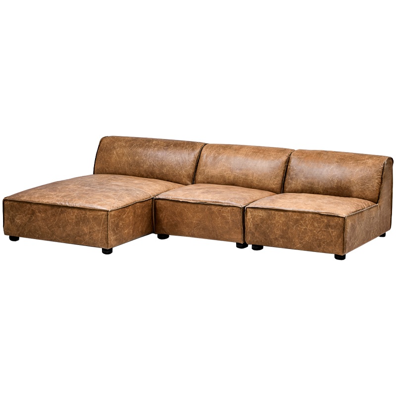 Диван Diehl Leather Sofa Карамель Хром в Уфе | Loft Concept 