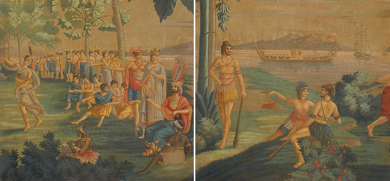 Обои ручная роспись Les Sauvages de la Mer Pacifique Charvet on antique scenic Xuan paper - фото