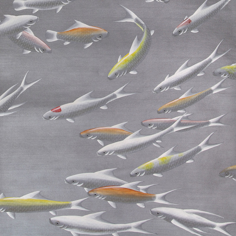 Обои ручная роспись Fishes Koi on Flash metallic Xuan paper  в Уфе | Loft Concept 