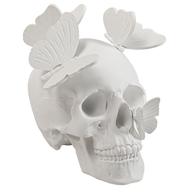 Статуэтка Skull with butterflies white Белый в Уфе | Loft Concept 