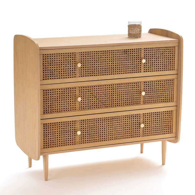 Комод с 3-мя ящиками из плетеного ротанга Aelius Rattan Wicker Chest of drawers Светлый дуб в Уфе | Loft Concept 