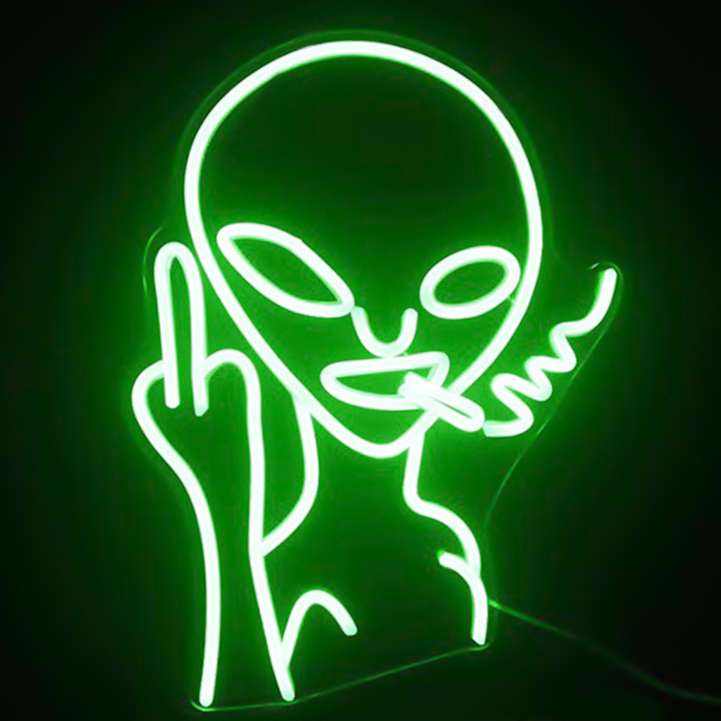 Неоновая настенная лампа Alien Neon Wall Lamp Зеленый Белый в Уфе | Loft Concept 