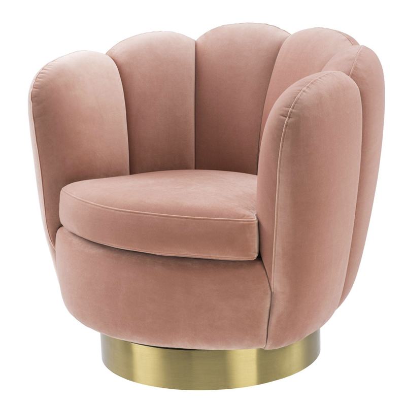 Кресло Eichholtz Swivel Chair Mirage nude Розовый пастельный Матовая латунь в Уфе | Loft Concept 