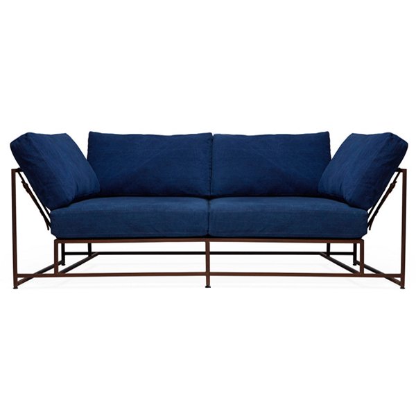 Двухместный диван Indigo Denim and copper Two Seat Sofa Индиго в Уфе | Loft Concept 