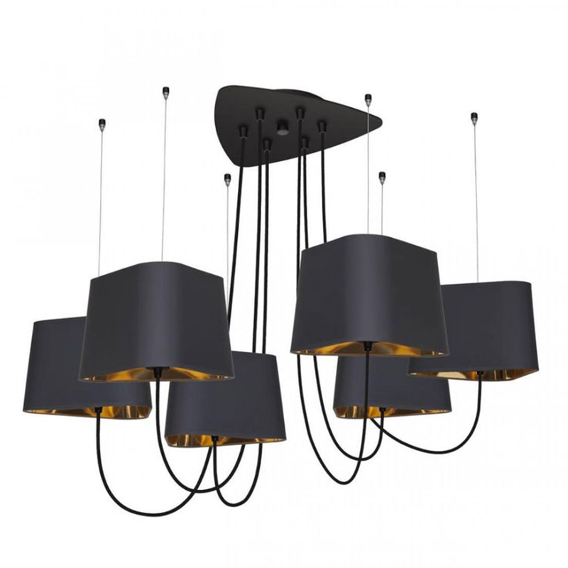 Люстра Designheure Lighting Black 6 плафонов Черный Золотой в Уфе | Loft Concept 