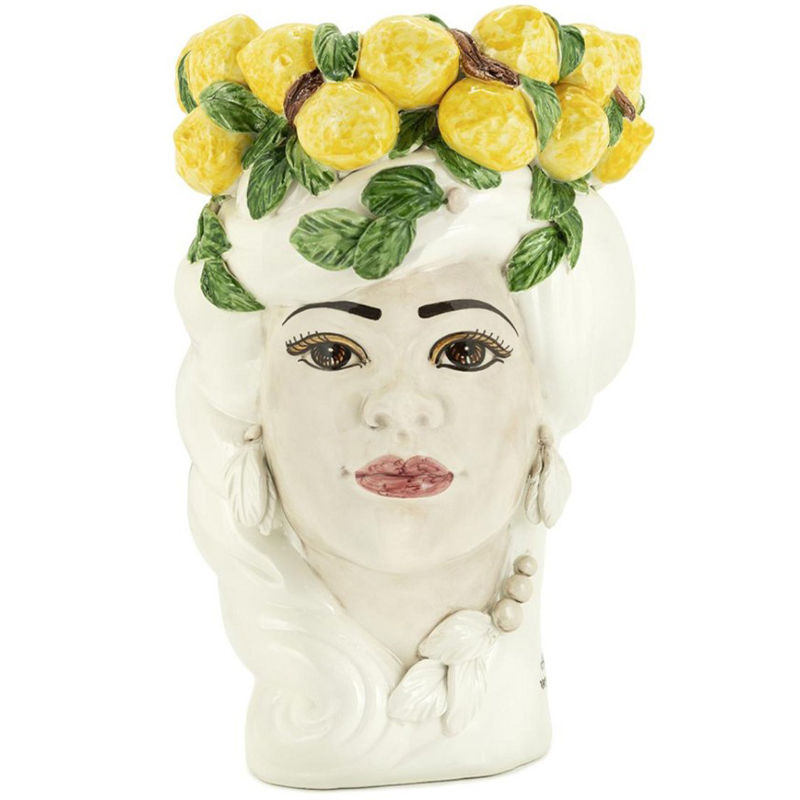 Ваза Vase Lemon Head Lady White Белый Желтый Зеленый в Уфе | Loft Concept 