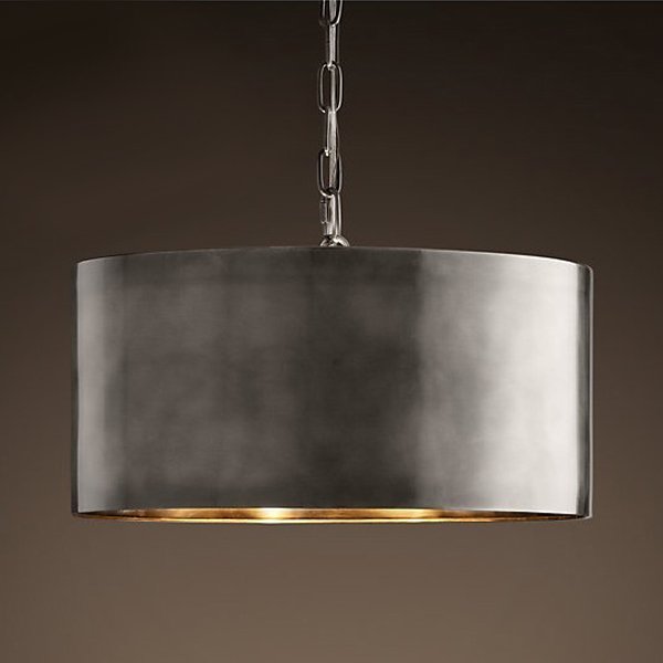 Подвесной светильник RH Antiqued Metal Drum Pendant lamp Серебряный Бронза в Уфе | Loft Concept 