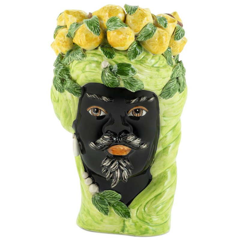 Ваза Vase Lemon Head Man Lime Салатовый Желтый Черный в Уфе | Loft Concept 