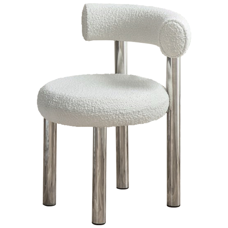 Стул Ellias White Boucle Chair Белый Хром в Уфе | Loft Concept 