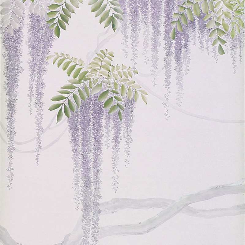 Обои в японском стиле Wisteria Lavender on Lilac Mica metallic Xuan paper  в Уфе | Loft Concept 