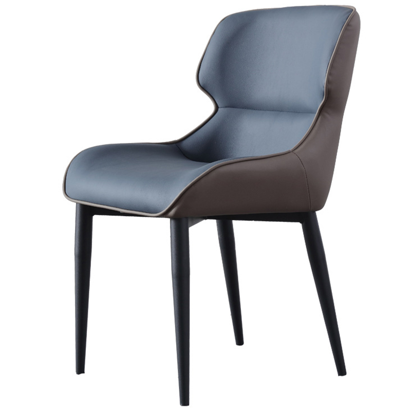 Стул с кожаной двухцветной обивкой Obrien Chair Blue and Grey Синий Серый Черный в Уфе | Loft Concept 