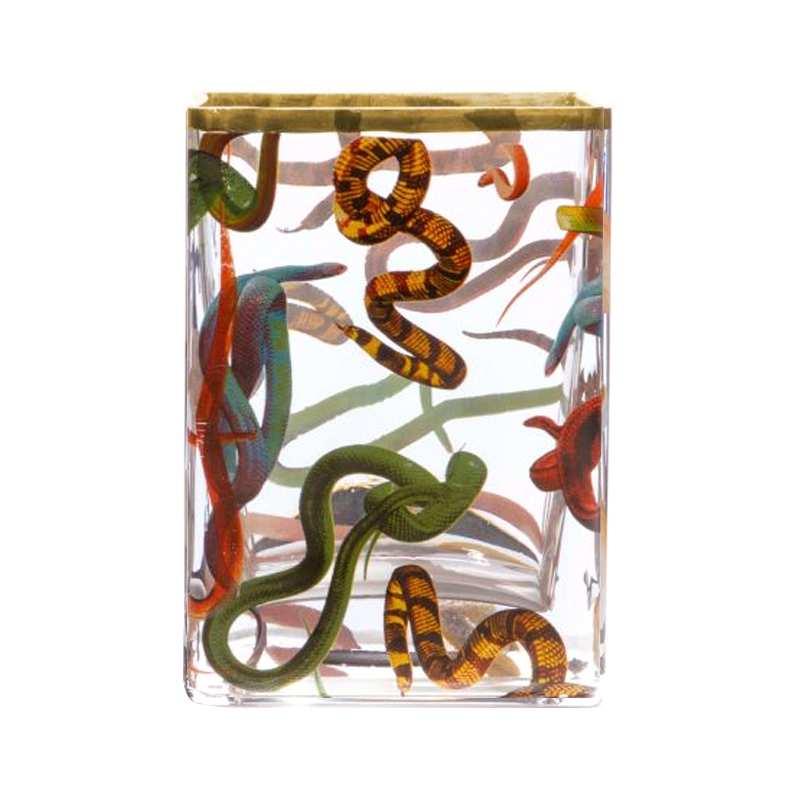 Ваза Glass Vase Snakes Прозрачный Золотой Синий Красный в Уфе | Loft Concept 